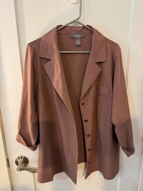 Allison Joy Dusty Rose Oversized Button-Front Blazer